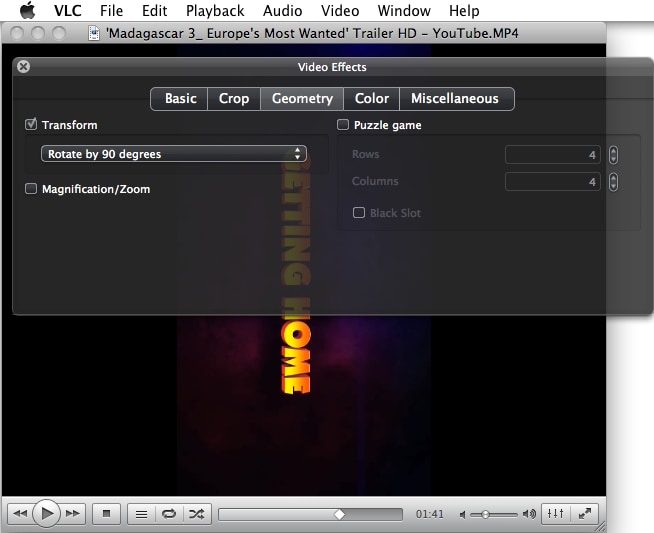 how to rotate a video in vlc mac
